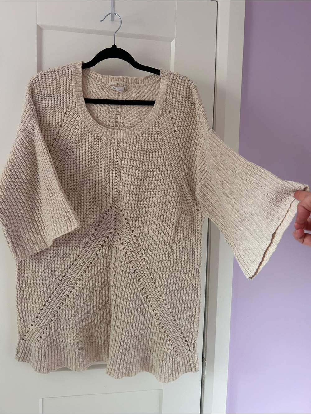 Cream Knit Bell-Sleeve Women's Sweater